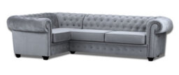 Chesterfield Style Mariot Corner Sofa Grey French Velvet (Left Hand Corner) - thumbnail 1