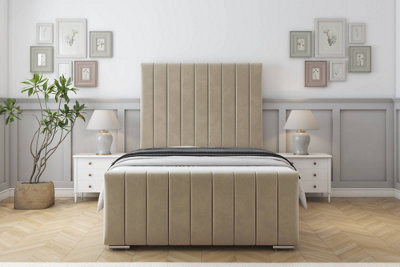 "Sloomy California Almond Coniston Bed Frame With 50"" Upholstered Headboard 4' Small Double" - image 1