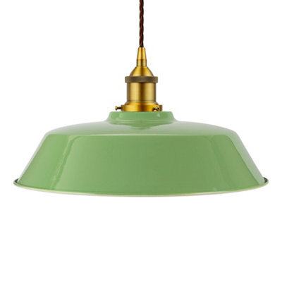 Mint Green Chancery Painted Dome Pendant Light With Antique Gold Lamp Holder And Brown Twisted Cable - Se Home - image 1