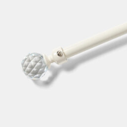 Ohs Crystal Ball Finial Metallic Silver 16mm Curtain Pole Extendable Rod 120-220Cm - Cream - thumbnail 2