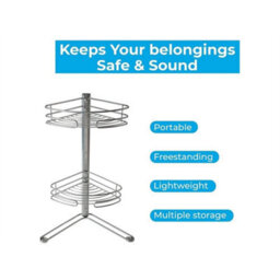 2 Tier Rustproof Corner Bathroom Storage Shelf - thumbnail 4
