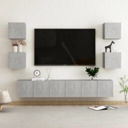 Berkfield 7 Piece Tv Cabinet Set Concrete Grey Engineered Wood - thumbnail 1