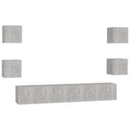 Berkfield 7 Piece Tv Cabinet Set Concrete Grey Engineered Wood - thumbnail 2