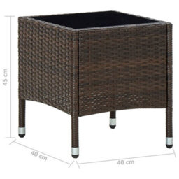 Vidaxl Garden Table Brown 40X40X45 Cm Poly Rattan - thumbnail 5