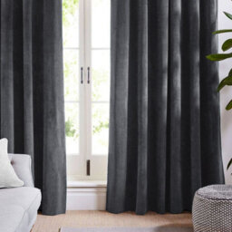 Ameha Charcoal Velvet Curtains Eyelet Blackout Thick Thermal Insulated Ready Made Ring Top Curtain Pair 66''x72'' For Living Room - thumbnail 9