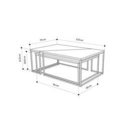 Decortie Modern Ohlady Coffee Table Oak-Mocha Grey 3-Piece Centre Table 110(W)Cm Metal Frame Legs Living Room - thumbnail 2
