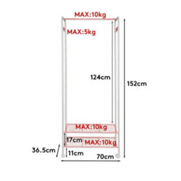 Heavy Duty Metal Clothes Rail White Coat Stand Shoe Rack Storage Shelf On Wheels - thumbnail 2