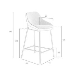 Angel Cerda Stylish Grey Fabric And Black Leatherette Stool For Modern Interiors - thumbnail 6