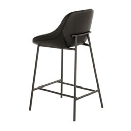 Angel Cerda Stylish Grey Fabric And Black Leatherette Stool For Modern Interiors - thumbnail 5
