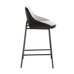 Angel Cerda Stylish Grey Fabric And Black Leatherette Stool For Modern Interiors - thumbnail 4