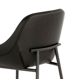 Angel Cerda Stylish Grey Fabric And Black Leatherette Stool For Modern Interiors - thumbnail 3