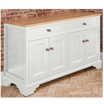 Homestylestore 1210mm Antique White And Oak Bathroom Vanity Unit With Bronze Round Handles - image 1