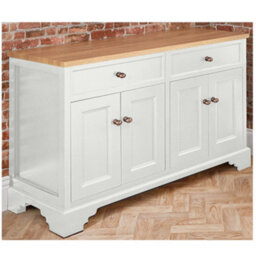 Homestylestore 1210mm Antique White And Oak Bathroom Vanity Unit With Bronze Round Handles