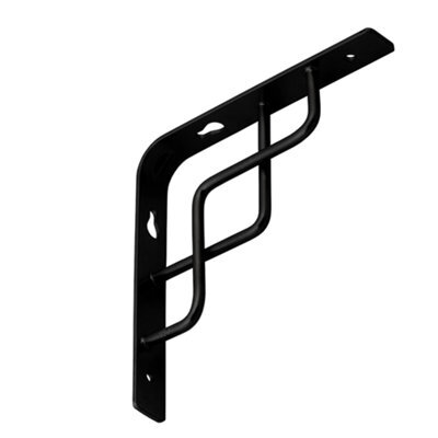 Heavy Duty Metal Shelf Bracket - Black Powder Coated Wall Mounted Shelf Support - 200X200mm - image 1