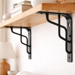 Heavy Duty Metal Shelf Bracket - Black Powder Coated Wall Mounted Shelf Support - 200X200mm - thumbnail 2