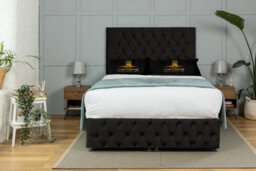 UKBEDFURNITURE Monaco Plush Black End Opening Divan Ottoman Bed With 54 Inch Headboard & 10 Inch Orthopaedic Mattress - thumbnail 2