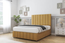 "Sloomy Langston Mustard Plush Divan Bed Set 2 Drawers Left Side - 26"" Strutted & 12""  Footboard 4' Small Double" - thumbnail 2