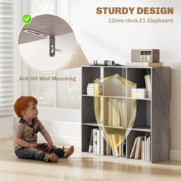 Homcom 9 Cube Storage Unit Cabinet Bookcase Display Shelves, Marble Grey - thumbnail 5