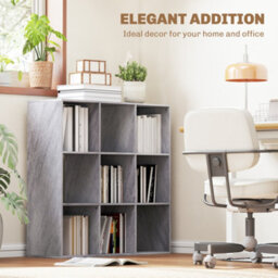 Homcom 9 Cube Storage Unit Cabinet Bookcase Display Shelves, Marble Grey - thumbnail 6