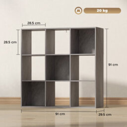 Homcom 9 Cube Storage Unit Cabinet Bookcase Display Shelves, Marble Grey - thumbnail 3