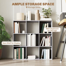 Homcom 9 Cube Storage Unit Cabinet Bookcase Display Shelves, Marble Grey - thumbnail 4