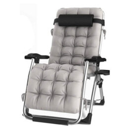 Groundlevel Luxury Gravity Garden Sun Lounger / Relaxer Chair With Cushion - Grey - thumbnail 1
