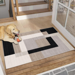 Ameha Non Slip Printed Rug Bedroom Small Bedside Mat -Carpet Geometric Style Soft Low Pile Rug For Kids Room (Milo Neutral, 60X110 Cm) - thumbnail 9