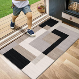 Ameha Non Slip Printed Rug Bedroom Small Bedside Mat -Carpet Geometric Style Soft Low Pile Rug For Kids Room (Milo Neutral, 60X110 Cm) - thumbnail 2
