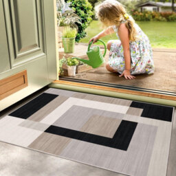 Ameha Non Slip Printed Rug Bedroom Small Bedside Mat -Carpet Geometric Style Soft Low Pile Rug For Kids Room (Milo Neutral, 60X110 Cm) - thumbnail 4