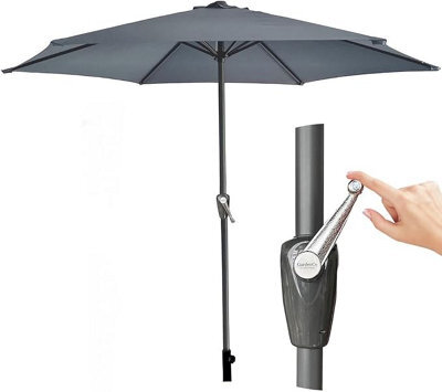 GardenCo Grey 2M Outdoor Parasol - Garden Outdoor Crank Up Parasol Umbrella - Uv Rated 50 - 38mm Pole - image 1
