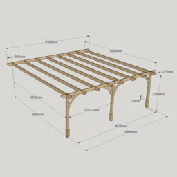 Rutland County Garden Furniture Wall Mounted Premium Pergola 3 Posts - Wood - L480 X W540 X H270 Cm - Rustic Brown - thumbnail 5