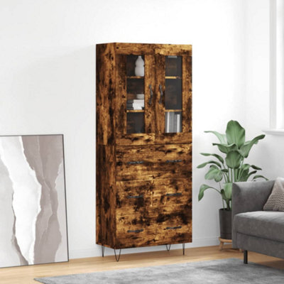 Berkfield Highboard Smoked Oak 69.5X34X180 Cm Engineered Wood - image 1