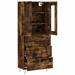 Berkfield Highboard Smoked Oak 69.5X34X180 Cm Engineered Wood - thumbnail 4