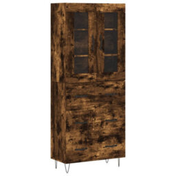 Berkfield Highboard Smoked Oak 69.5X34X180 Cm Engineered Wood - thumbnail 2