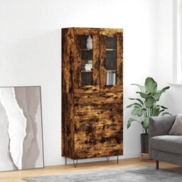 Berkfield Highboard Smoked Oak 69.5X34X180 Cm Engineered Wood - thumbnail 1