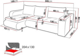 Rac3 Corner Sofa Bed With Storage - Premium Fabric, Universal Side (Black And Grey) - thumbnail 5