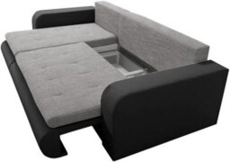 Rac3 Corner Sofa Bed With Storage - Premium Fabric, Universal Side (Black And Grey) - thumbnail 3