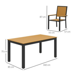 Outsunny 6 Seater Aluminium Garden Dining Set With Stackable Chairs, Natural - thumbnail 3