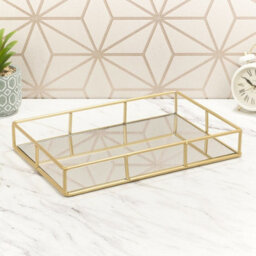 Urbn-Living 2-Pc Metal Gold Rectangle Mirror Tray - thumbnail 4