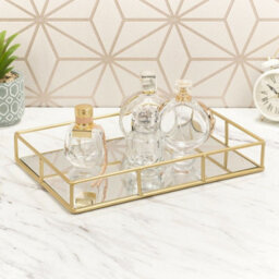 Urbn-Living 2-Pc Metal Gold Rectangle Mirror Tray - thumbnail 3