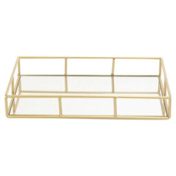 Urbn-Living 2-Pc Metal Gold Rectangle Mirror Tray - thumbnail 5