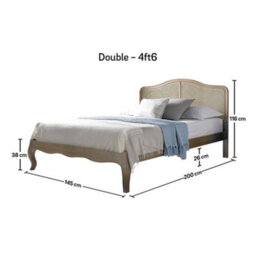 French Country Antique Loire Rattan Oak Bed Frame - Low Foot End - Double 4Ft6 Bed Frame Only - thumbnail 4