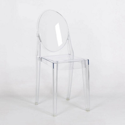 Clear Ghost Transparent Slim Modern Plastic Dining Chair / Vanity Dressing Chair - image 1