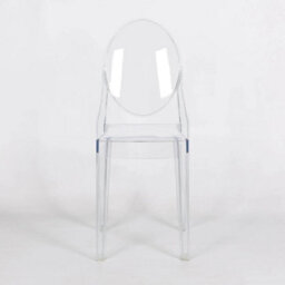 Clear Ghost Transparent Slim Modern Plastic Dining Chair / Vanity Dressing Chair - thumbnail 4