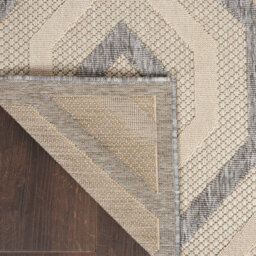 Cream Outdoor Rug, Abstract Optical/ (3D) Stain-Resistant Rug For Patio Decks, Modern Outdoor Area Rug-66 X 229Cm (Runner) - thumbnail 9