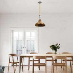 Industrial Vintage Pendant Light Brushed Copper Dome Shade, Hemp Rope E27 Uk Ceiling Lamp - thumbnail 2