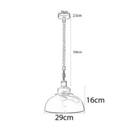 Industrial Vintage Pendant Light Brushed Copper Dome Shade, Hemp Rope E27 Uk Ceiling Lamp - thumbnail 6