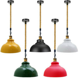 Industrial Vintage Pendant Light Brushed Copper Dome Shade, Hemp Rope E27 Uk Ceiling Lamp - thumbnail 5