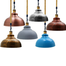 Industrial Vintage Pendant Light Brushed Copper Dome Shade, Hemp Rope E27 Uk Ceiling Lamp - thumbnail 8