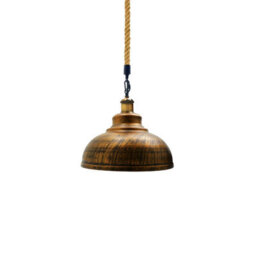 Industrial Vintage Pendant Light Brushed Copper Dome Shade, Hemp Rope E27 Uk Ceiling Lamp - thumbnail 9
